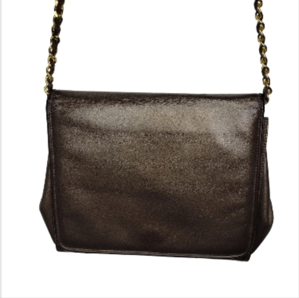 Stuart Weitzman Vintage Bronze Metallic Crossbody Envelope Clutch - Picture 4 of 14